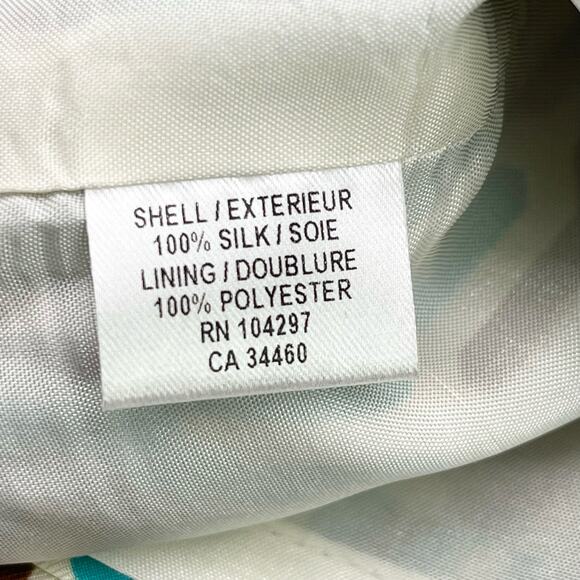 Milly Womens 6 Pencil Skirt 100% Silk Geometric Ikat Brown Green Cream Lined - Picture 6 of 6